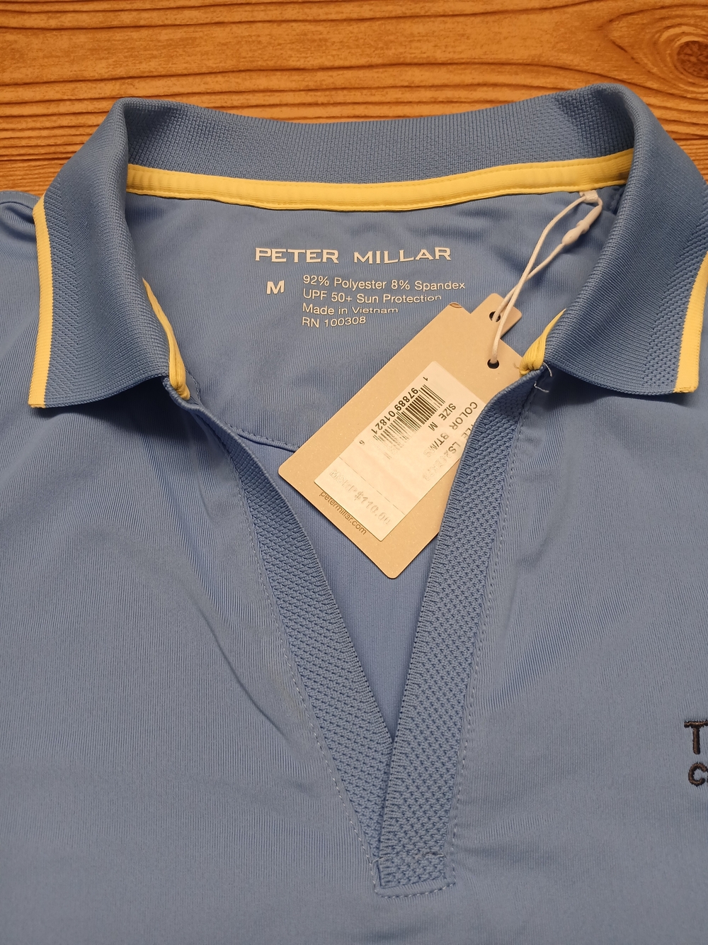 Peter Millar Women’s Sky Blue Polo with Yellow Trim US Size M